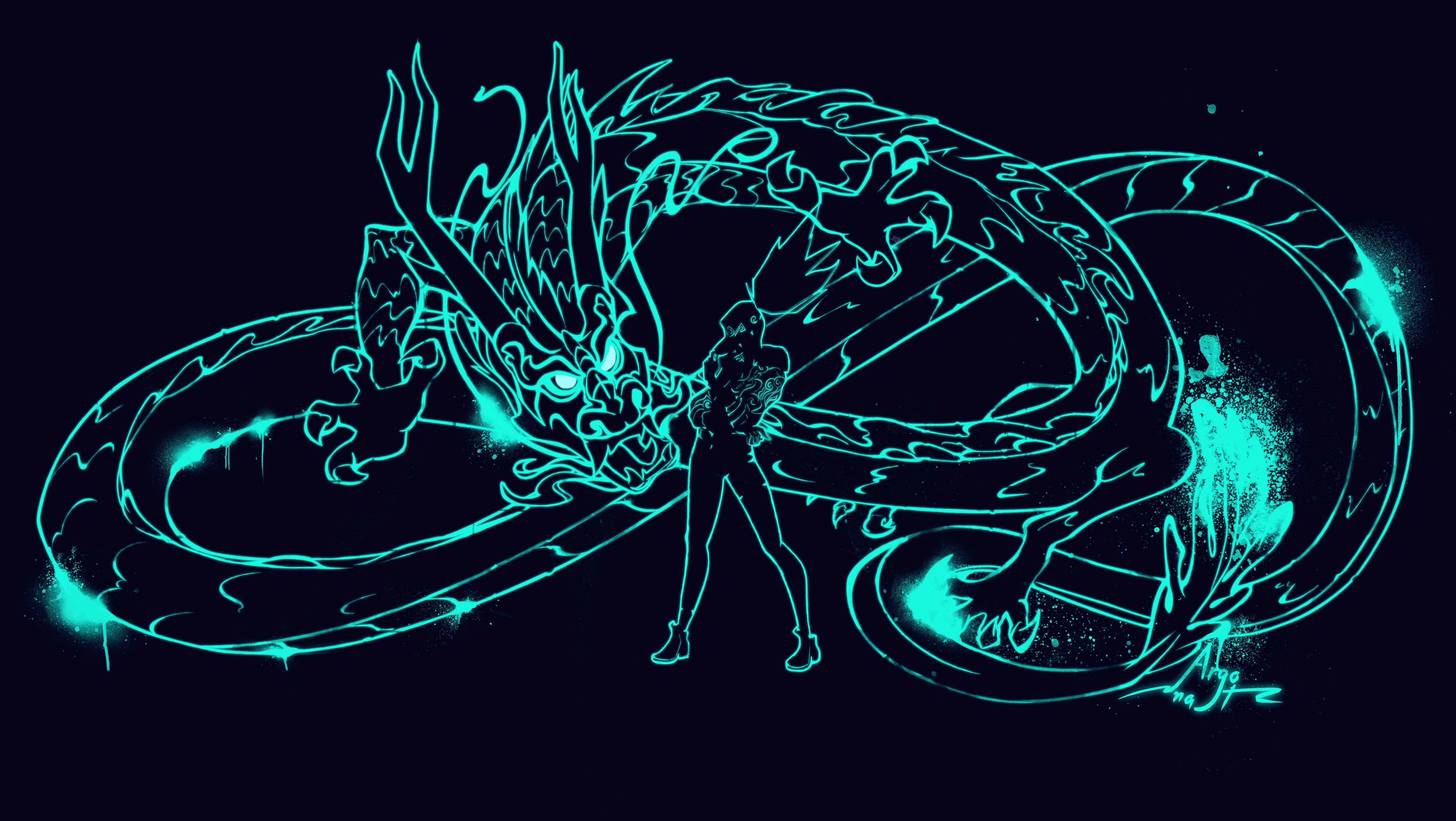 4920x2780 4K Lineart of Akali and her dragon. My Fanarts. Lol, Desktop