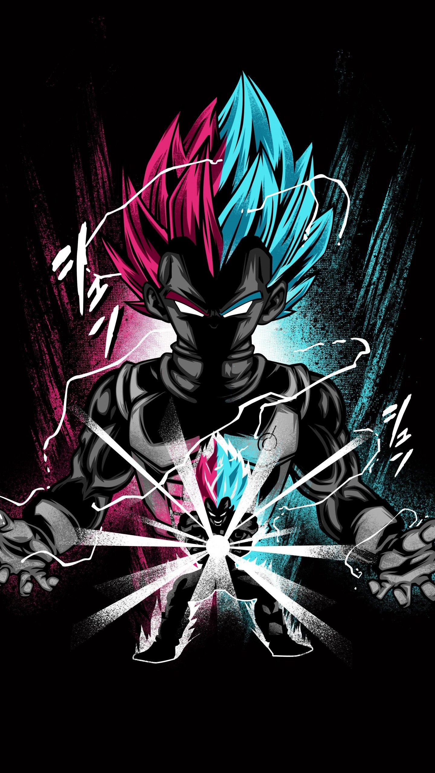 1440x2560 Vegeta 4K Wallpaper, Dragon Ball Z, Anime Series, Black Background, AMOLED, 5K, 8K, Black Dark, Phone