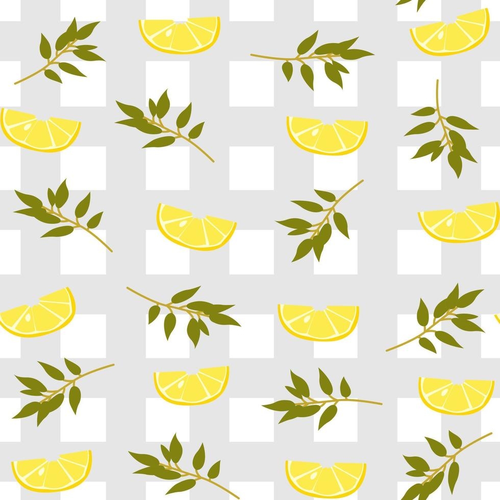 980x980 Cute lemon wedge and leaves with white pattern grey checkered minimalist. Summer texture, textiles, children wallpaper, Phone