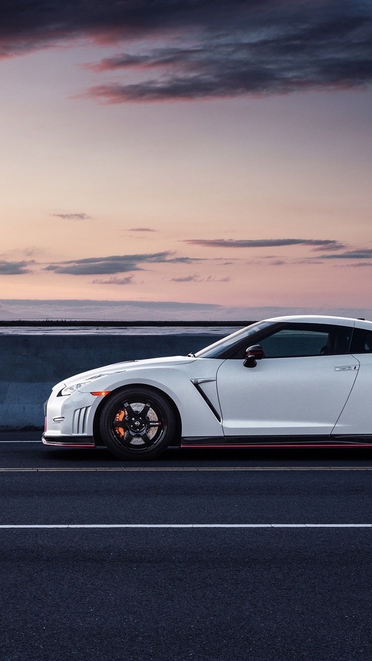 750x1340 Nissan GT R R35 White Car Side View  IPhone 8 7 6 6S Wallpaper, Background, Picture, Image, Phone