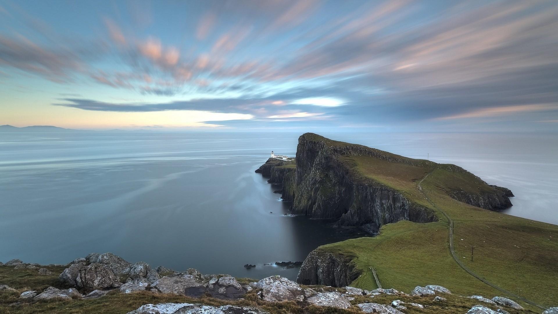 1920x1080 Lighthouse on coastal point in scotland wallpaper, Desktop