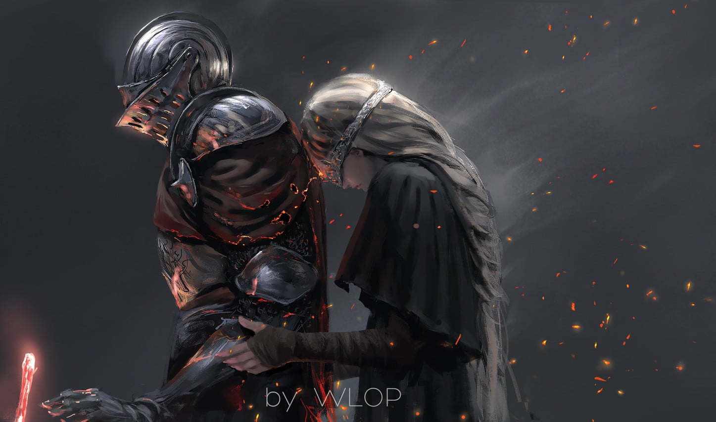 1450x860 Knight And Princess Wallpaper, Fantasy Art, Digital Art, Dark Souls III, Desktop