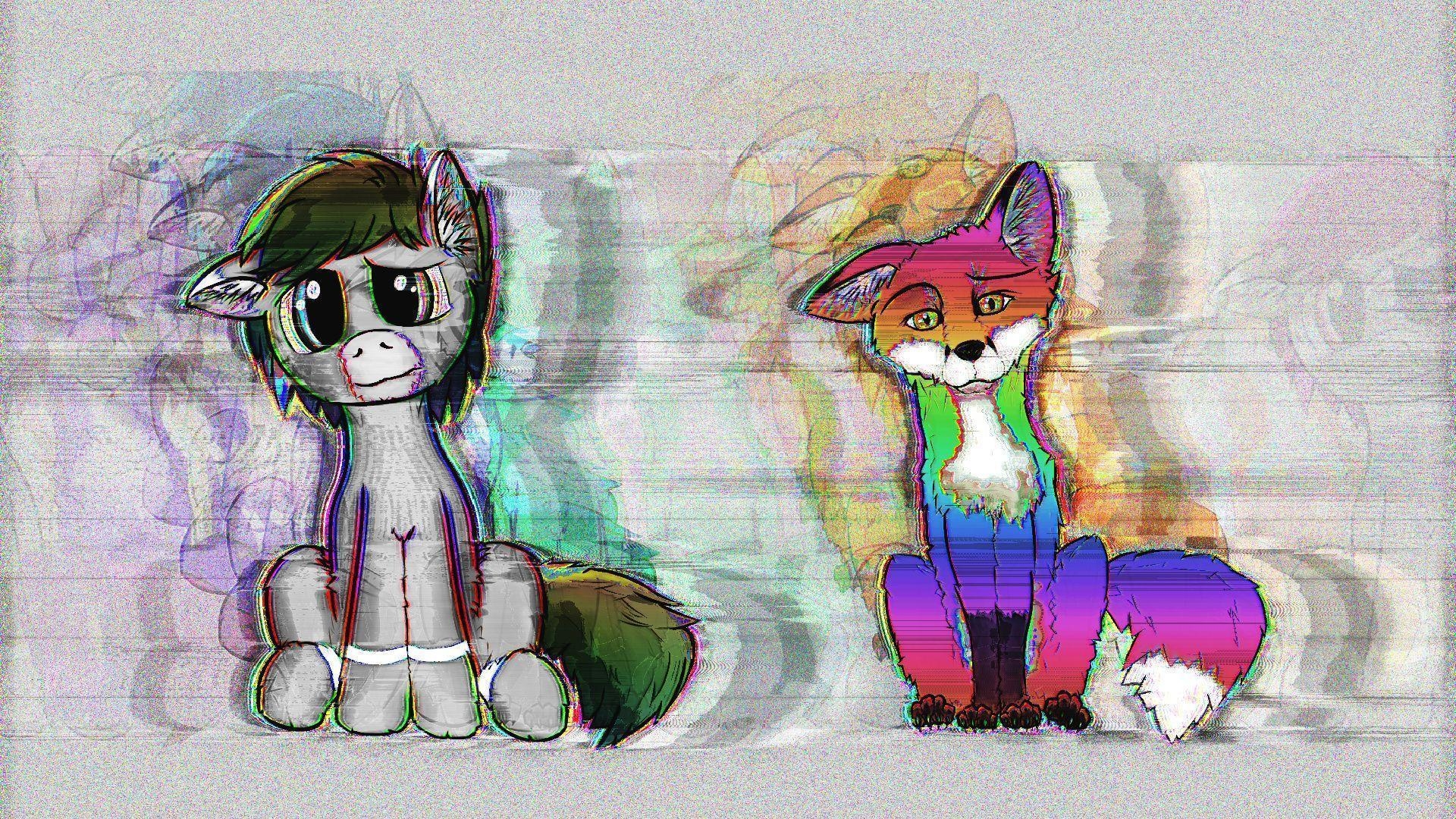 1920x1080 Glitch Art Wallpaper (Fox And Pony), Desktop