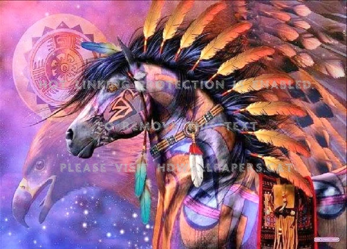 1160x830 American Indian Art Fantasy Colorful Eagle Native American Horses, Desktop