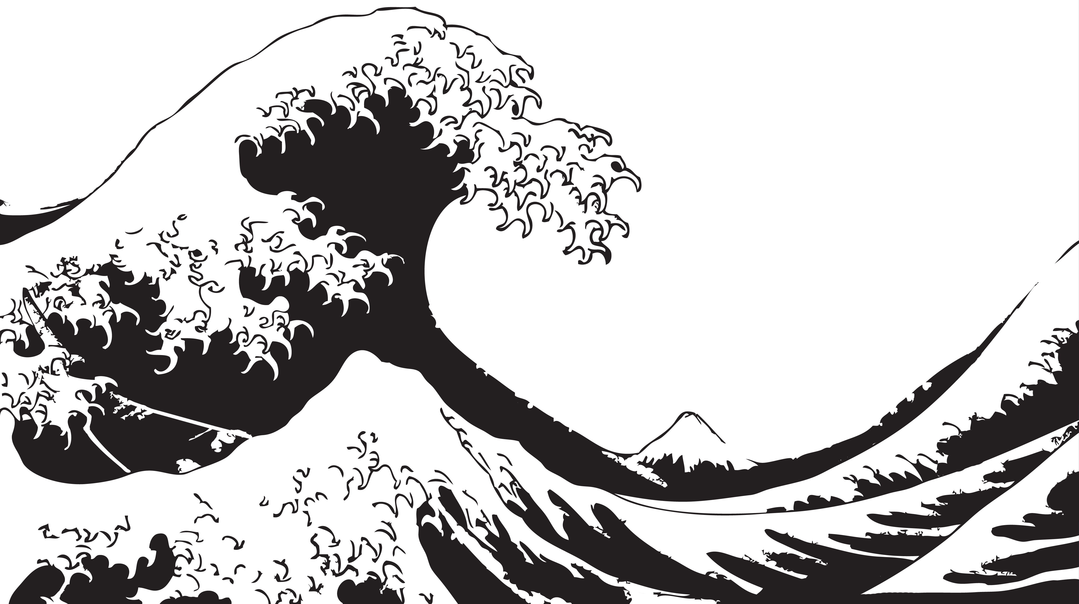 4560x2550 O][F] The Great Wave off Kanagawa, ocean, japan, hokusai, art, painting, Stencil. Waves sketch, Wave stencil, Wave drawing, Desktop