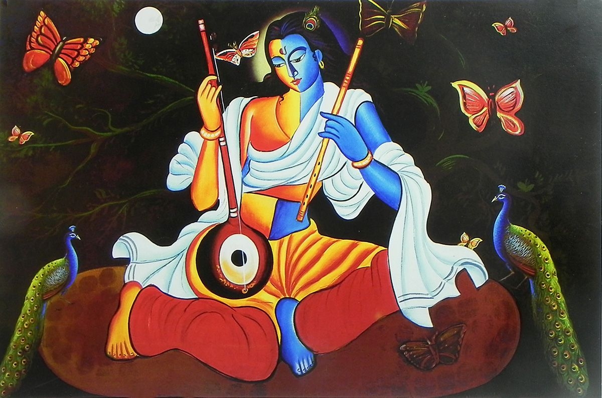 1200x800 Painting Krishna Meera Love, Desktop