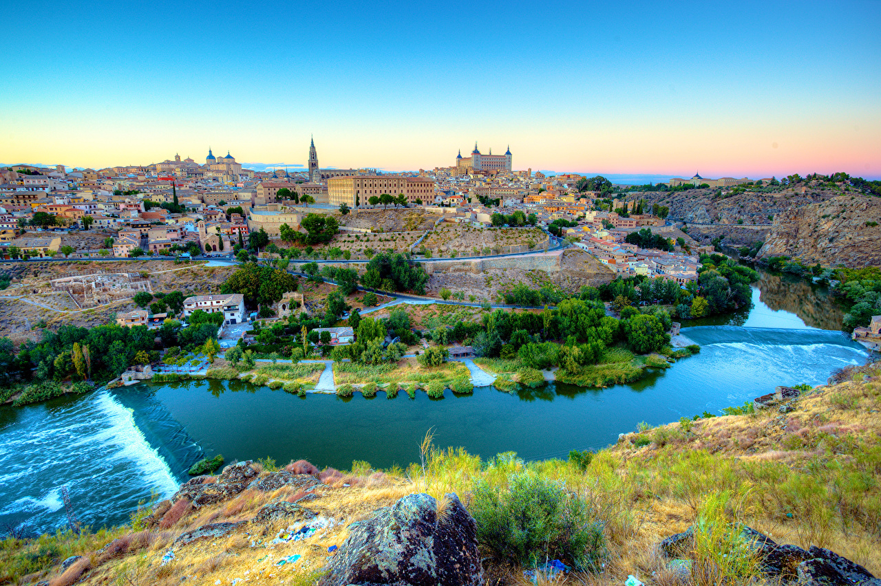 1280x860 Wallpaper Toledo Spain Rivers Cities Houses, Desktop