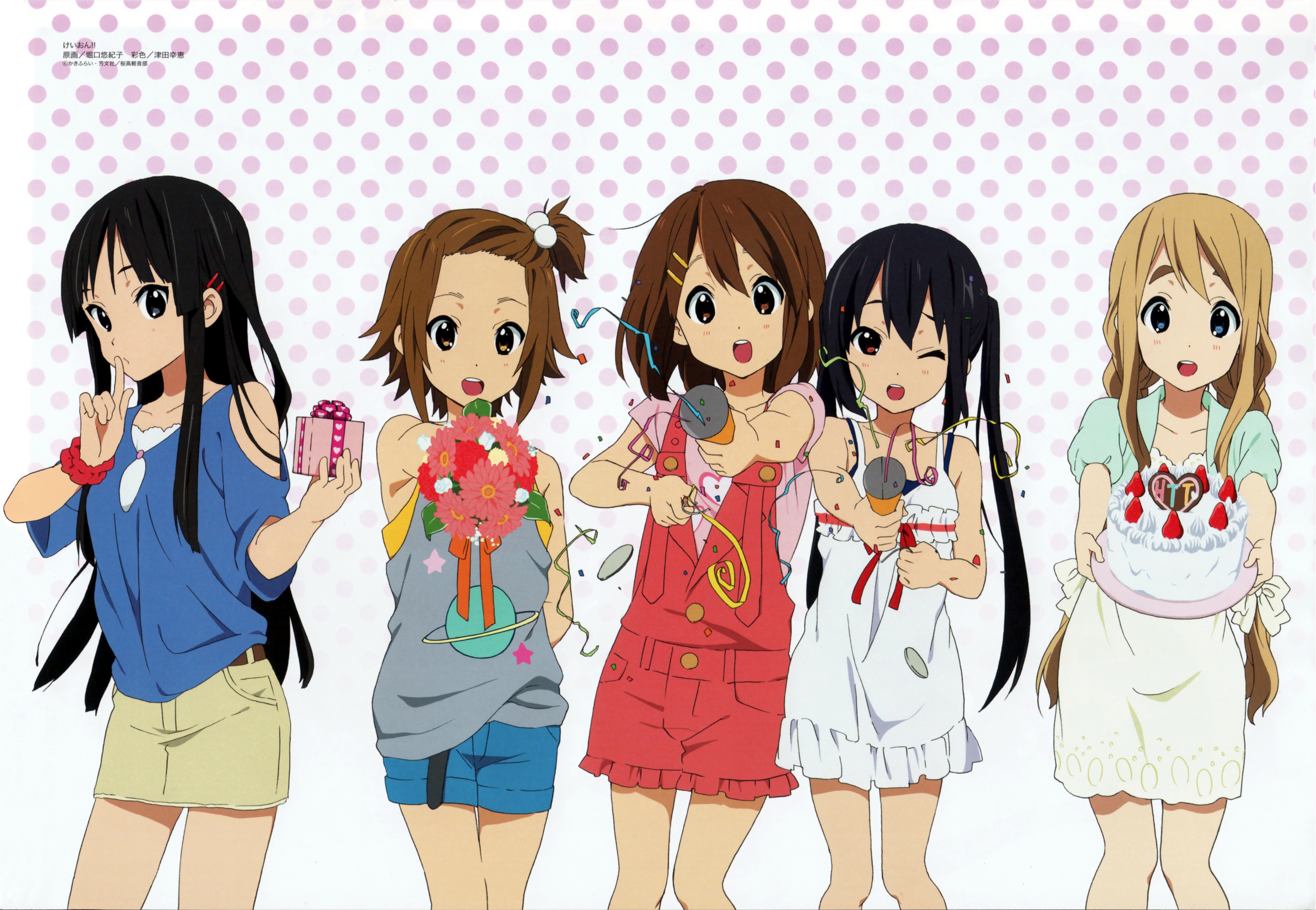 7140x4940  anime, beautiful, characters, flower, friends, girl, girls, group, hair, long, pretty, series, Desktop