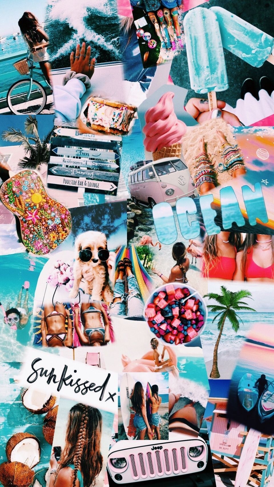 960x1710 Aesthetic Summer Collage Wallpaper, Phone