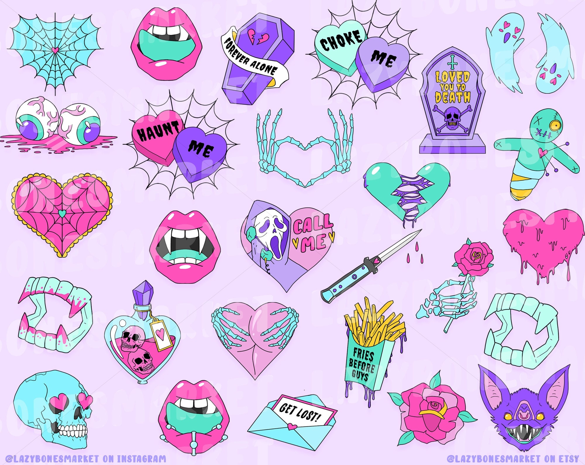 2000x1590 Pastel Goth Valentines Clipart Spooky Valentines Clipart, Desktop