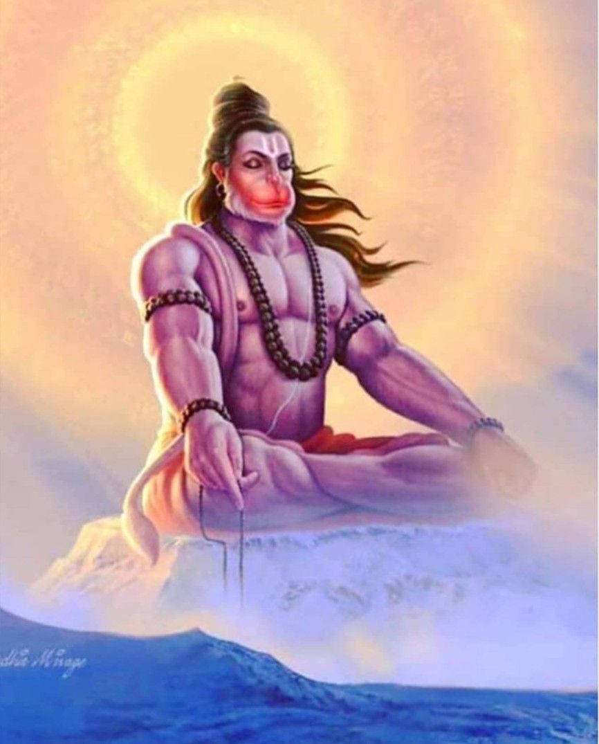 870x1080 Hanuman Ji HD Over Water Wallpaper, Phone