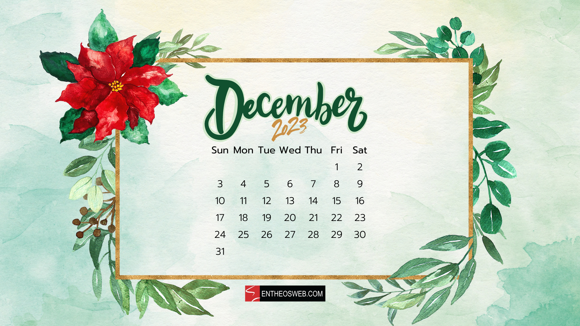 1920x1080 December 2023 Calendar Desktop Wallpaper, Desktop