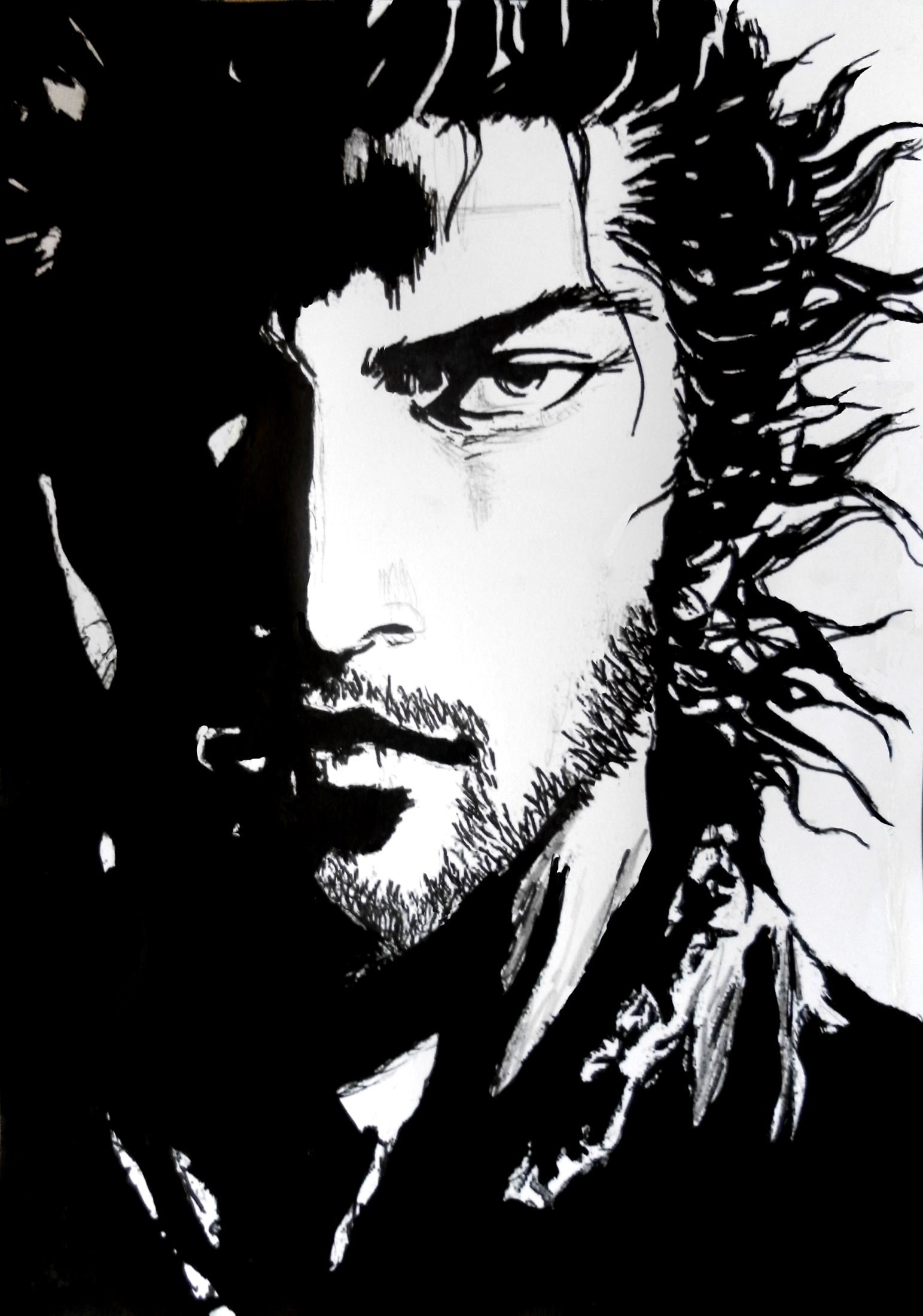 1550x2200 Wallpaper / ink wash paintings, samurai, Inoue takehiko, Vagabond, 1080P, manga sketch, Vagabond: Water free download, Phone