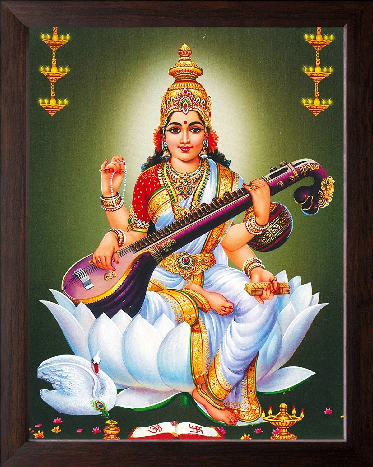 1200x1500 Art N Store Goddess Saraswati With Veena High Contrast HD Printed Wall Picture Religious Decor Poster Painting With Frame (Acrylic Sheet, 30 X 23.5 X 1.5 Cm, Brown Wood): Amazon.in: Home & Kitchen, Phone