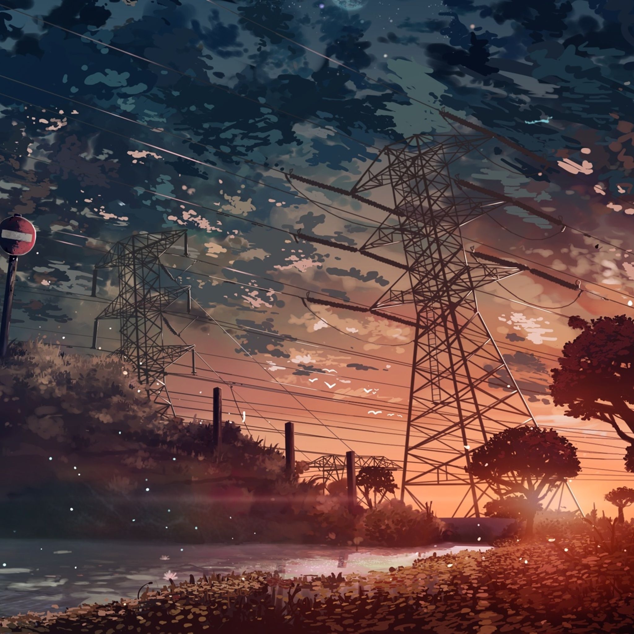 2050x2050 Anime Landscape iPad Air HD 4k Wallpaper, Image, Background, Photo and Picture, Phone