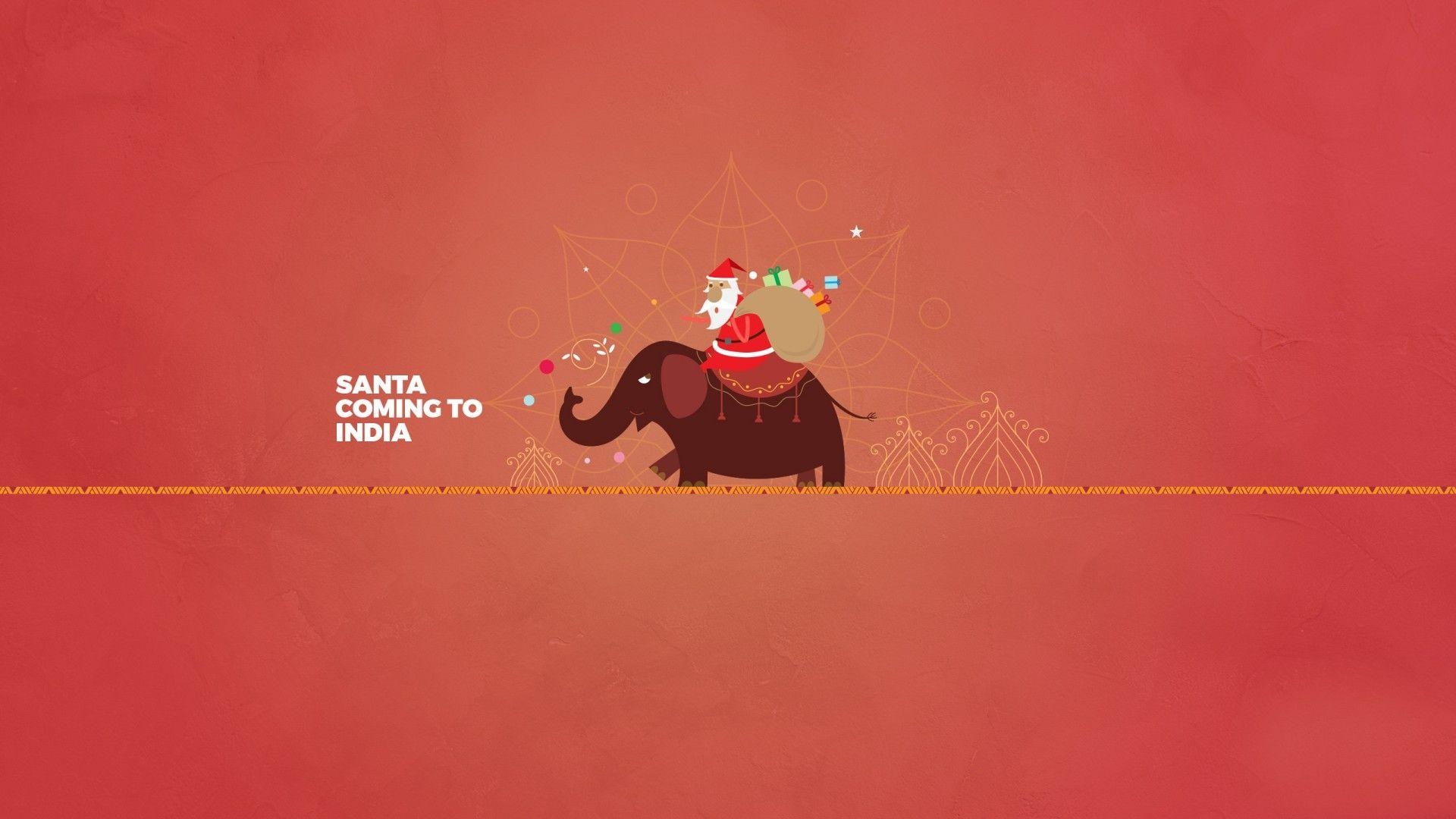 1920x1080 Wallpaper Santa Claus, Elephant, India, Minimal, HD, Celebrations, Desktop