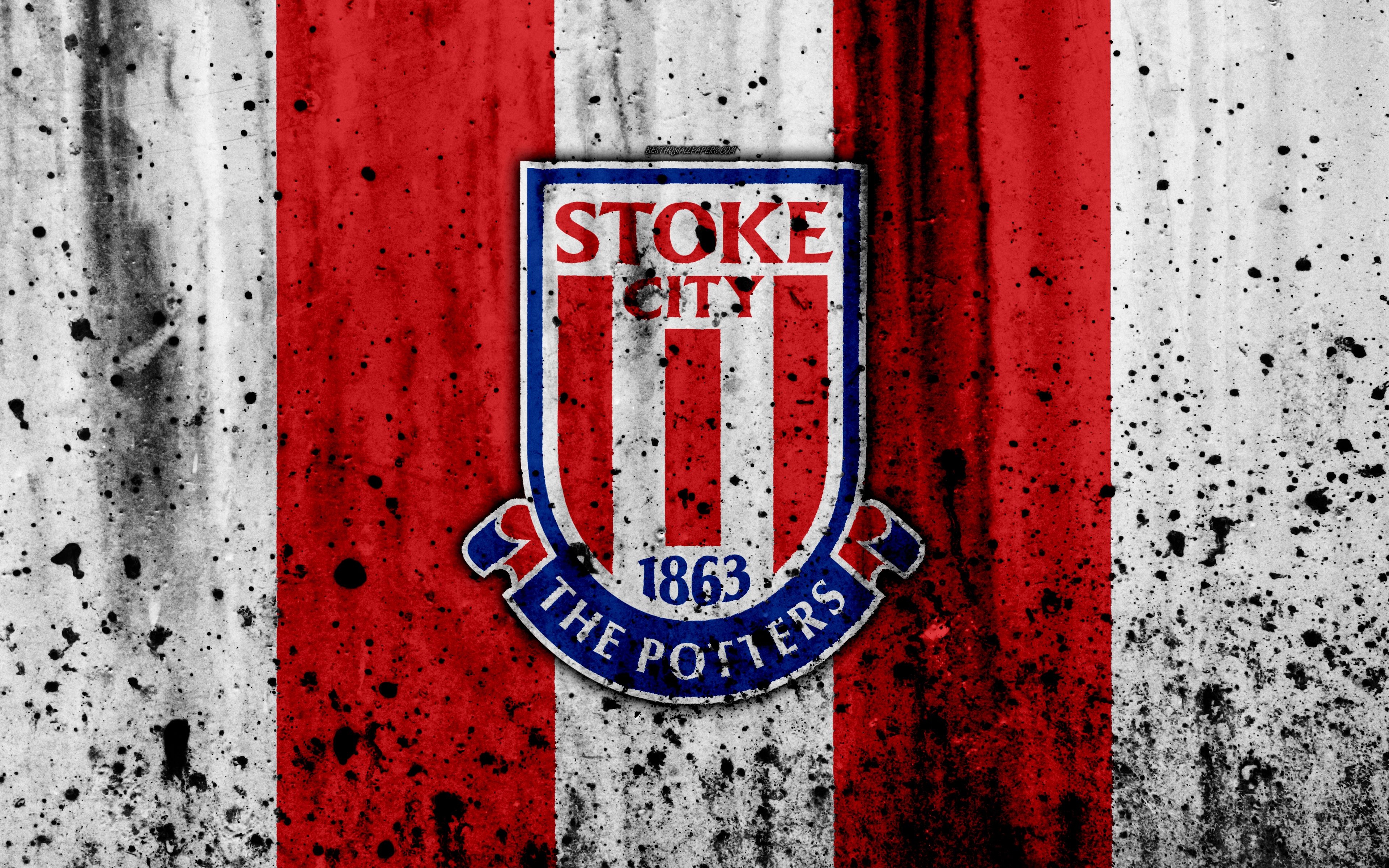 3840x2400 Download wallpaper FC Stoke City, 4k, Premier League, logo, England, Desktop