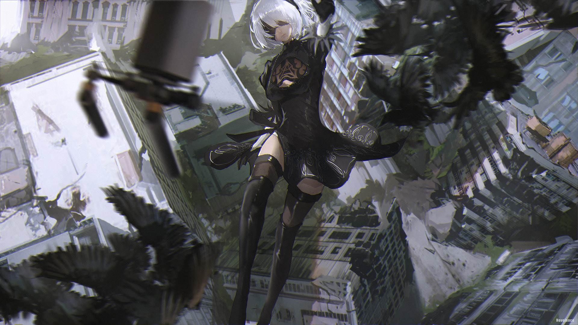 1920x1080 Female game character illustration, Nier: Automata, 2B Nier, Desktop