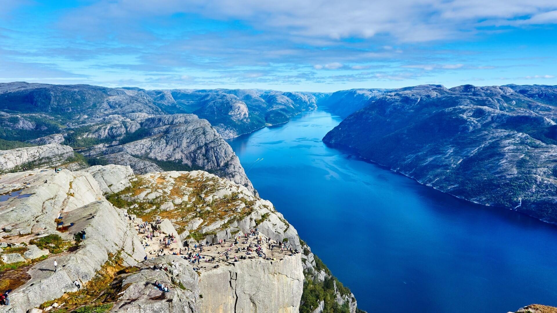 1920x1080 Preikestolen cliff River Norway 4K 5K Wallpaper HD 1080p, Desktop