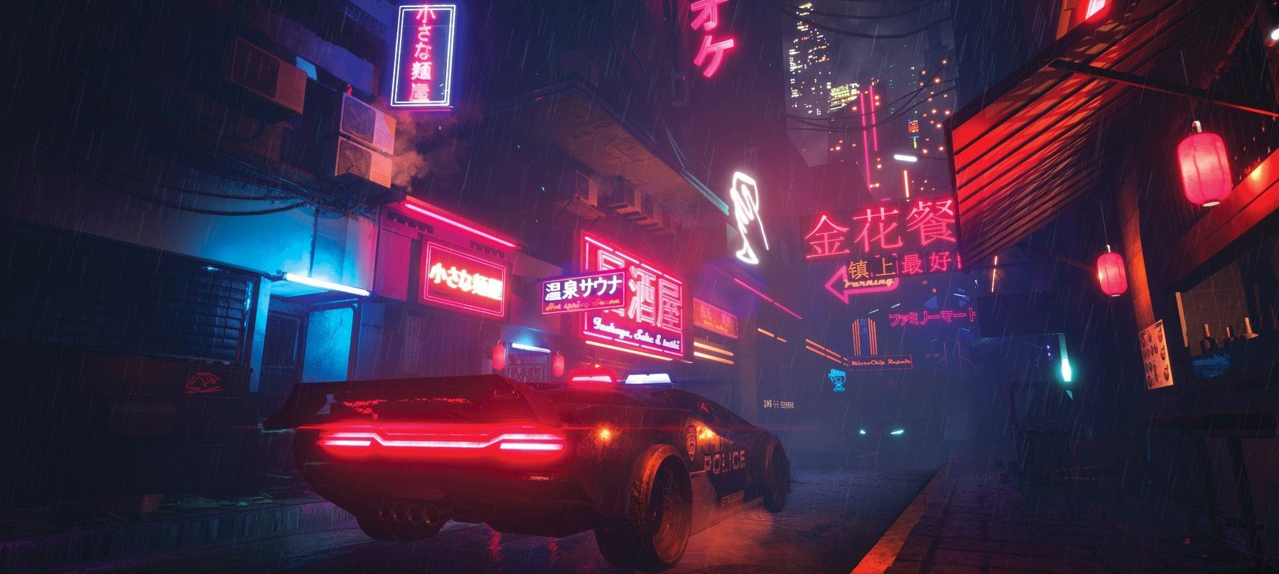 1800x810 Downtown Cyberpunk 4K Wallpaper, Dual Screen