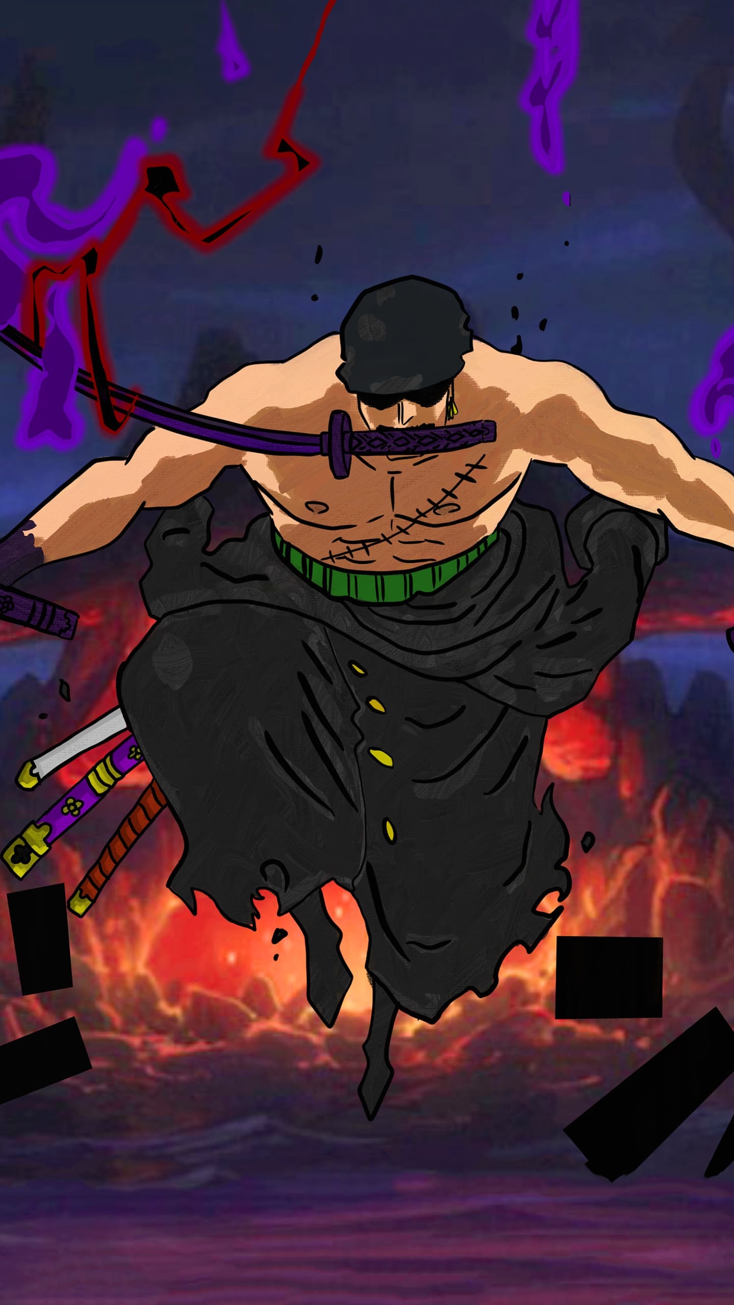 1440x2560 Zoro King Of Hell Wallpaper, Phone