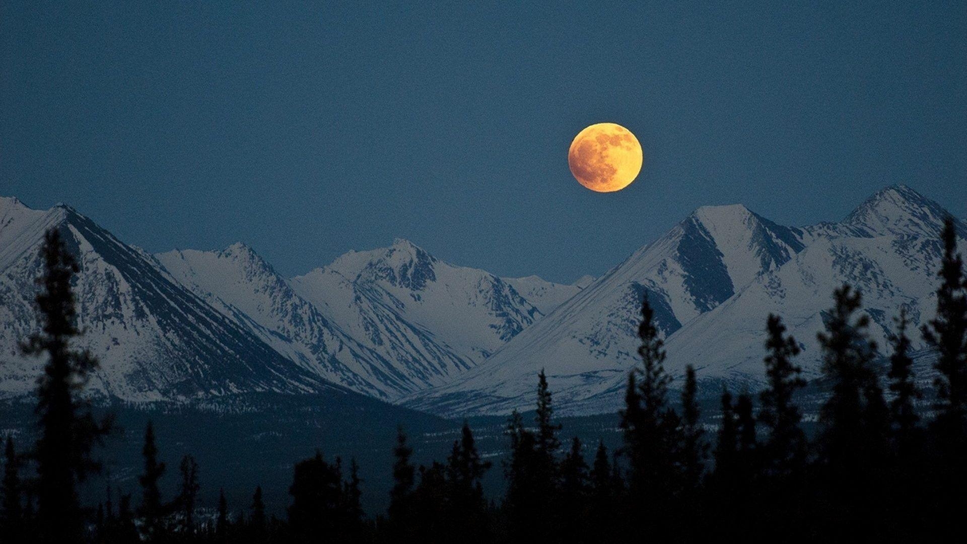 1920x1080 Mountains: Moon Super Mountains Snow Mountain Wallpaper Image, Desktop