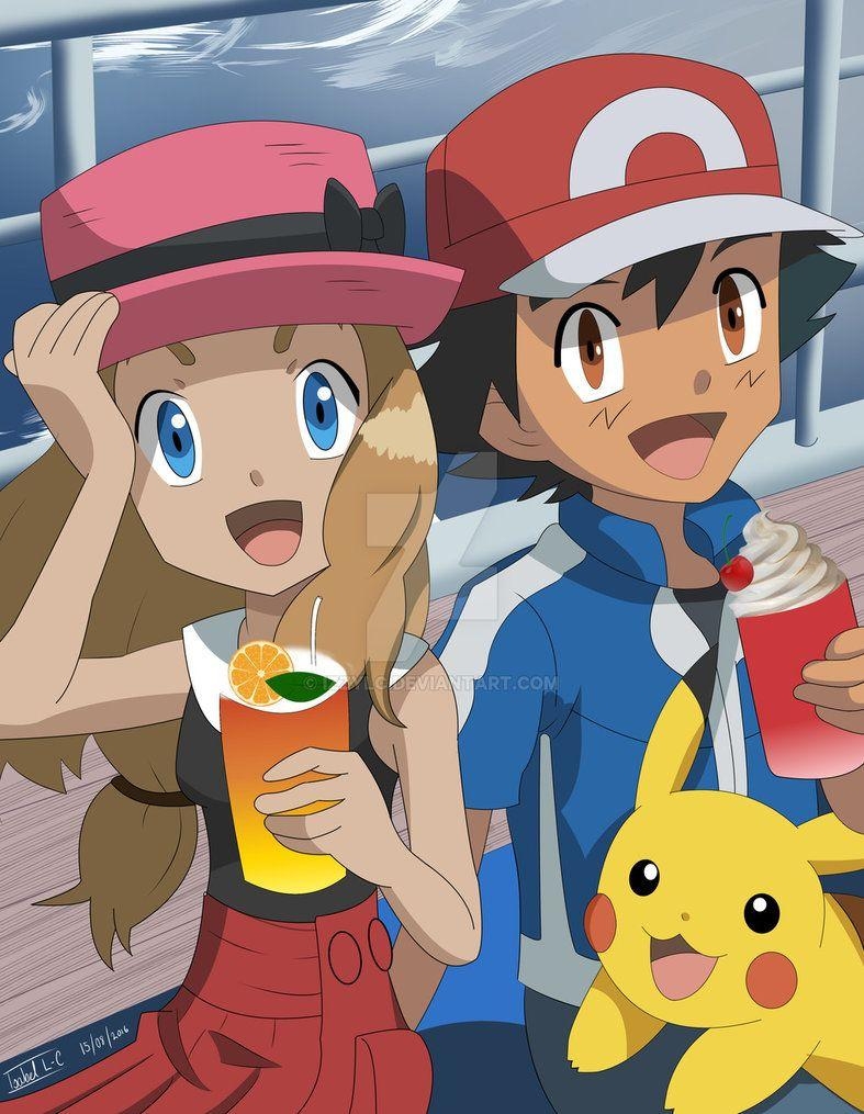 790x1020 Ash, pikachu and Serena, Phone