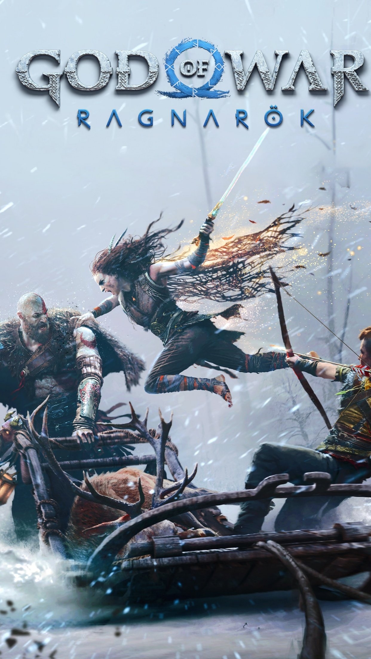 1250x2210 God of War Ragnarök Wallpaper 4K, Key Art, Kratos, Freya, Atreus, Phone