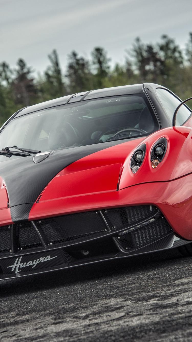 750x1340 Download  wallpaper sports car, red, pagani huayra, Phone