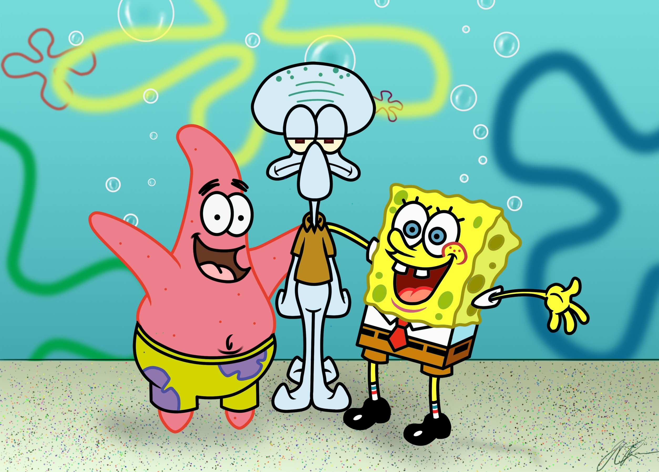 2510x1800 Spongebob Squarepants and Friends Background Image for MacBook, Desktop