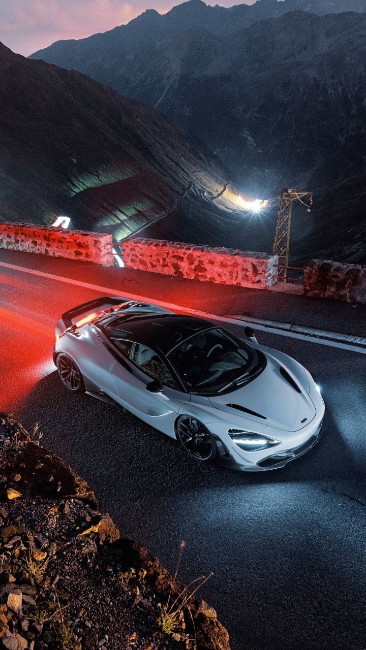 720x1280 Download  Wallpaper White Car, On Road, Top View, McLaren, Phone