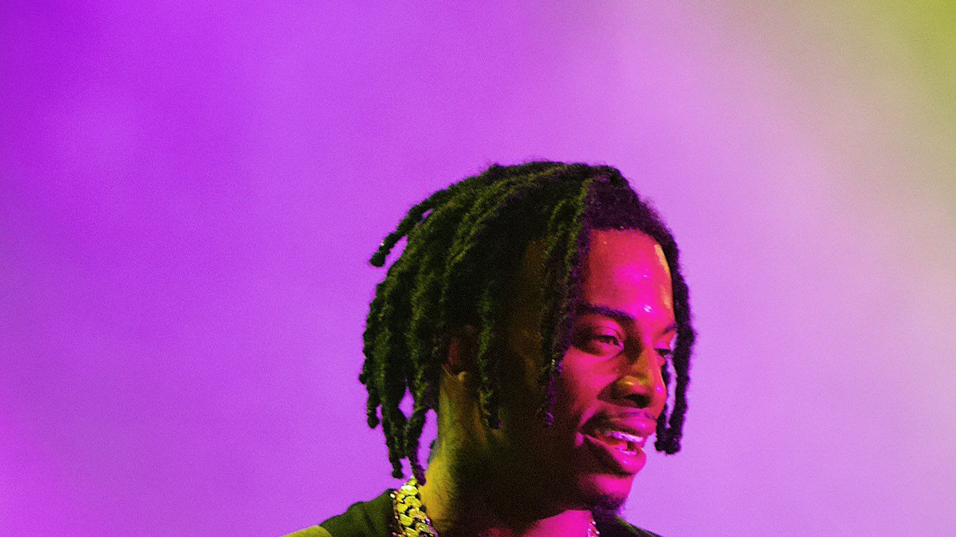 1920x1080 playboi carti in purple background wearing chains on neck HD music Wallpaper, Desktop