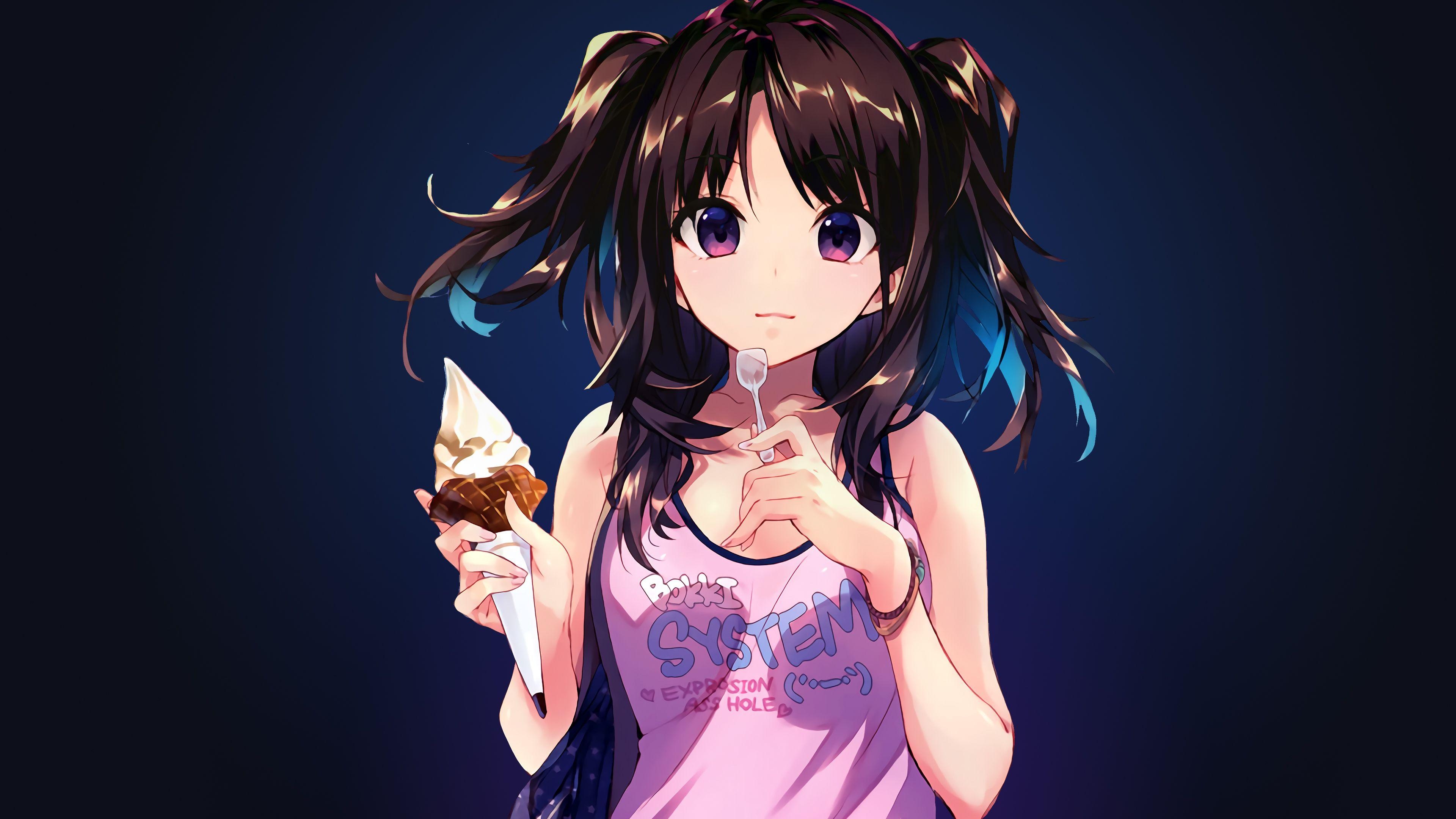 3840x2160 Icecream Anime Girl 4K Wallpaper, Desktop