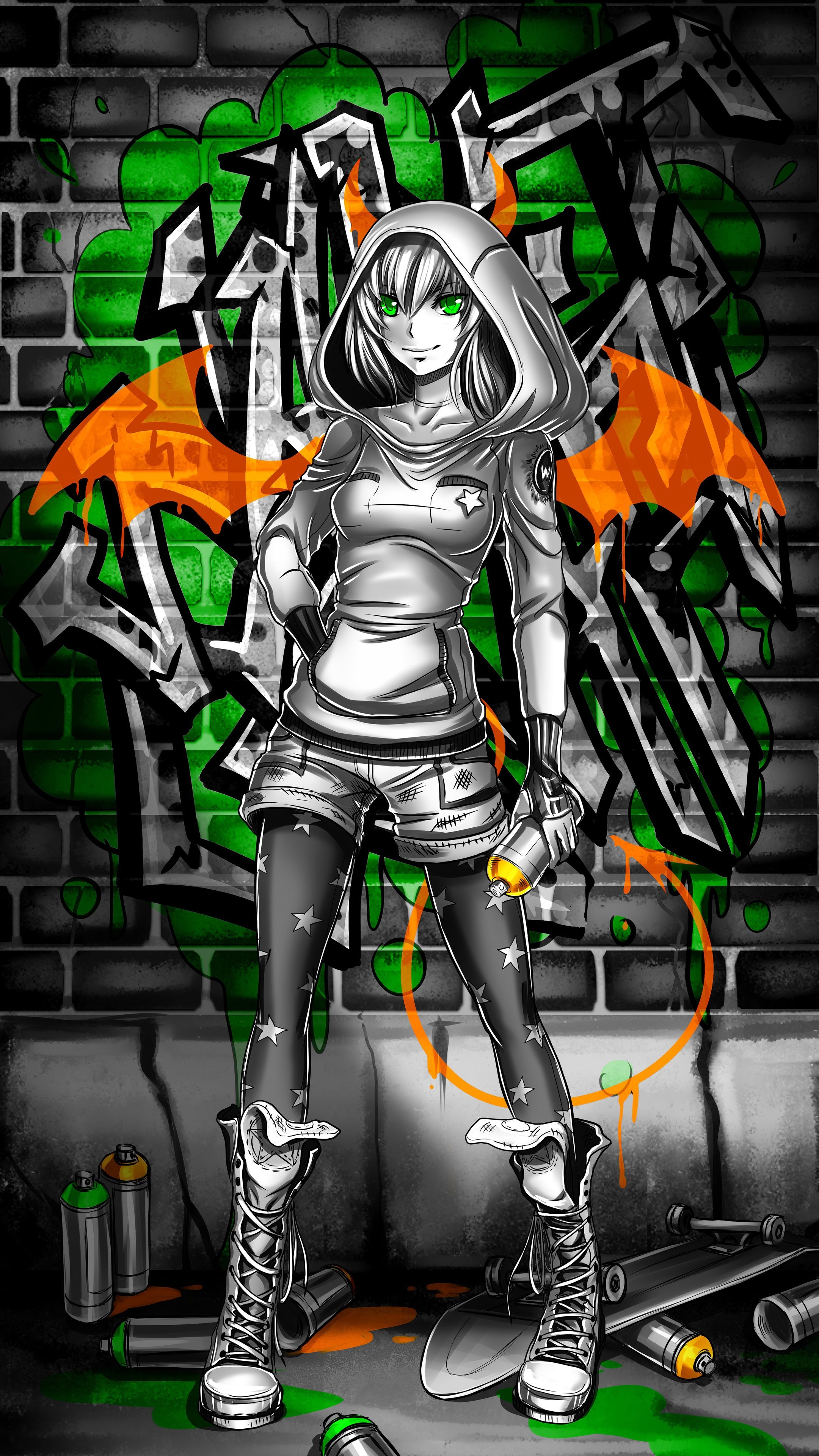 2160x3840 Wall Graffiti Coloring Girl 4k Sony Xperia X, XZ, Z5 Premium HD 4k Wallpaper, Image, Background, Photo and Picture, Phone