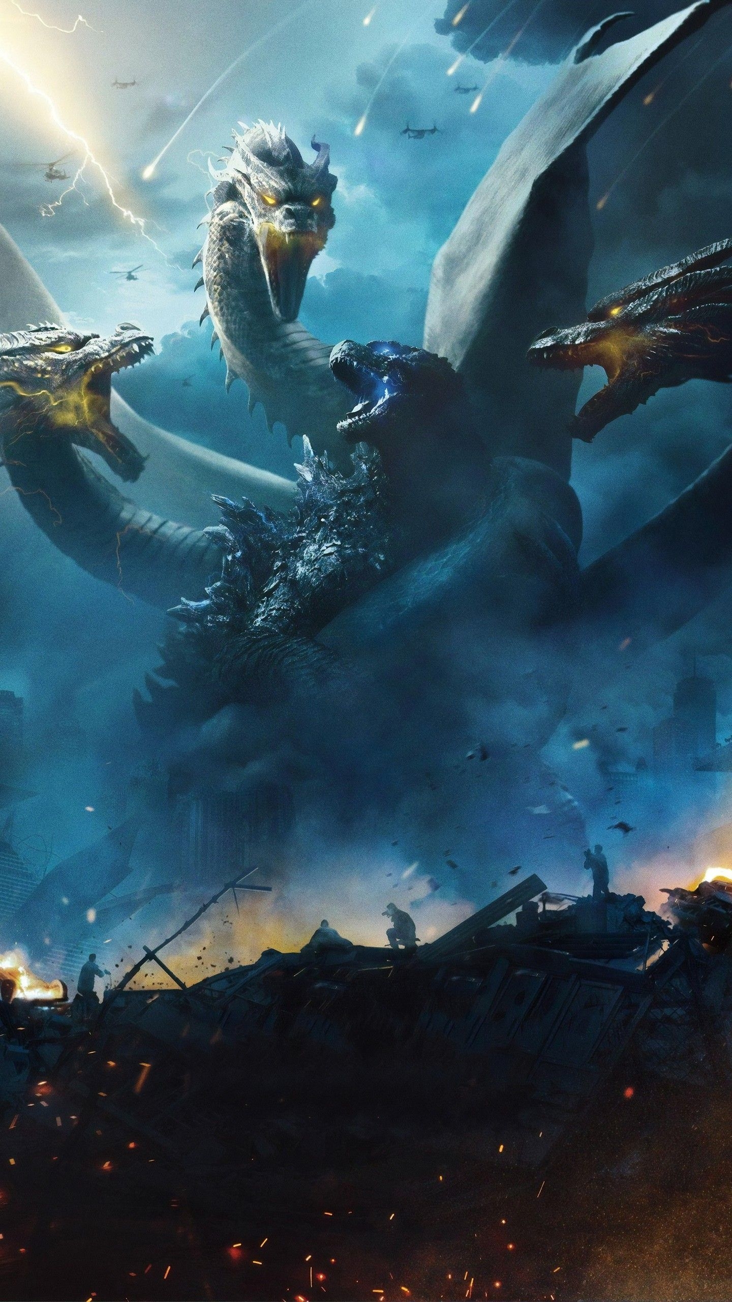 1440x2560 Godzilla King of the Monsters King Ghidorah 4K Wallpaper, Phone