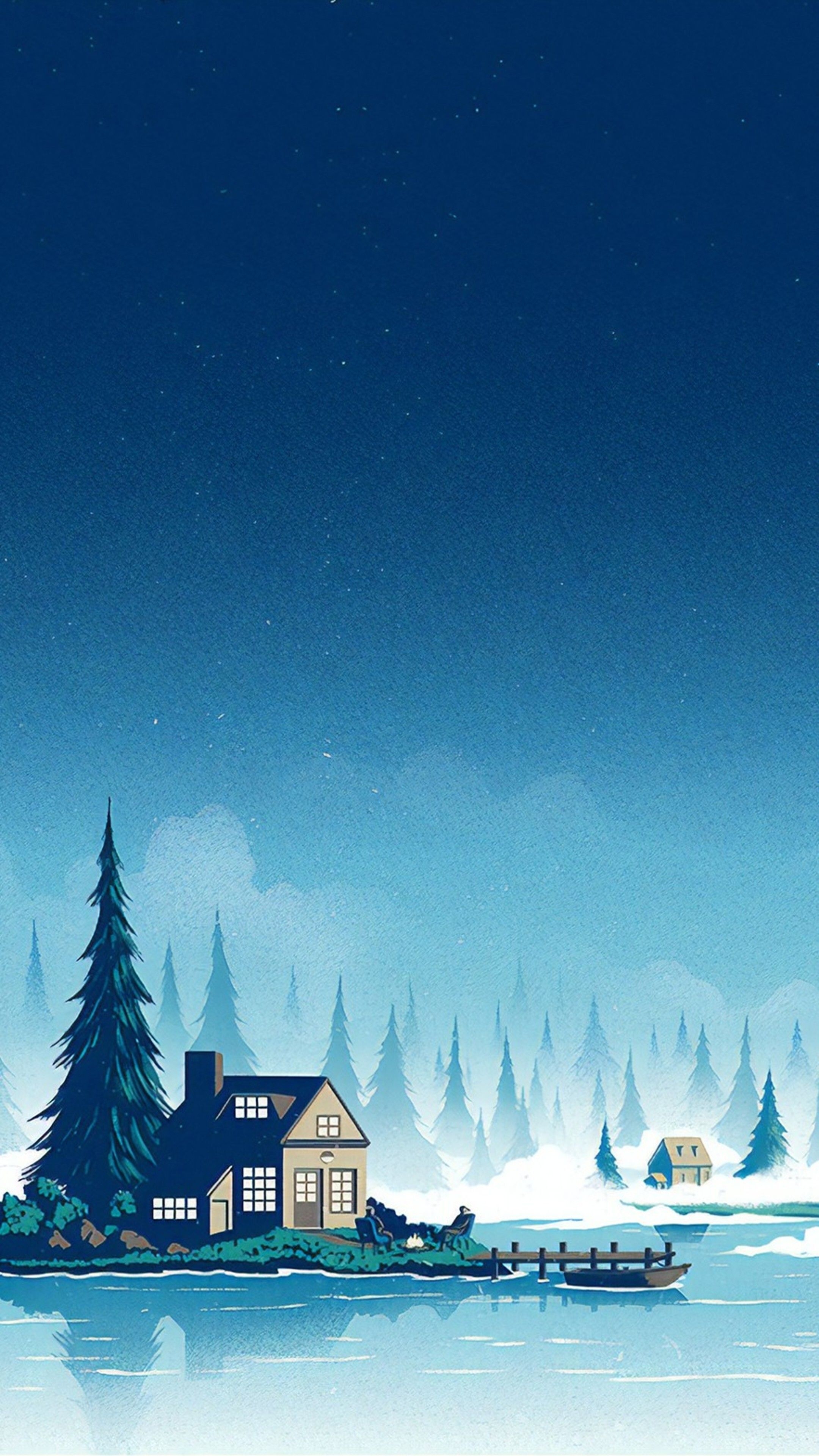 2160x3840 Winter, Scenery, Minimalist, Night, Landscape, Digital Art, 4K phone HD Wallpaper, Image, Background, Photo and Picture, Phone