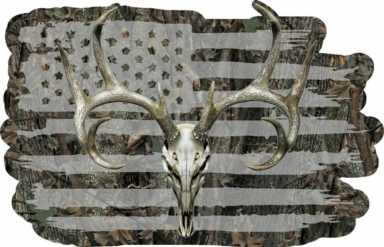 1600x1030 American Flag Camouflage Whitetail Buck Skull Hunting Deer Decal, Desktop