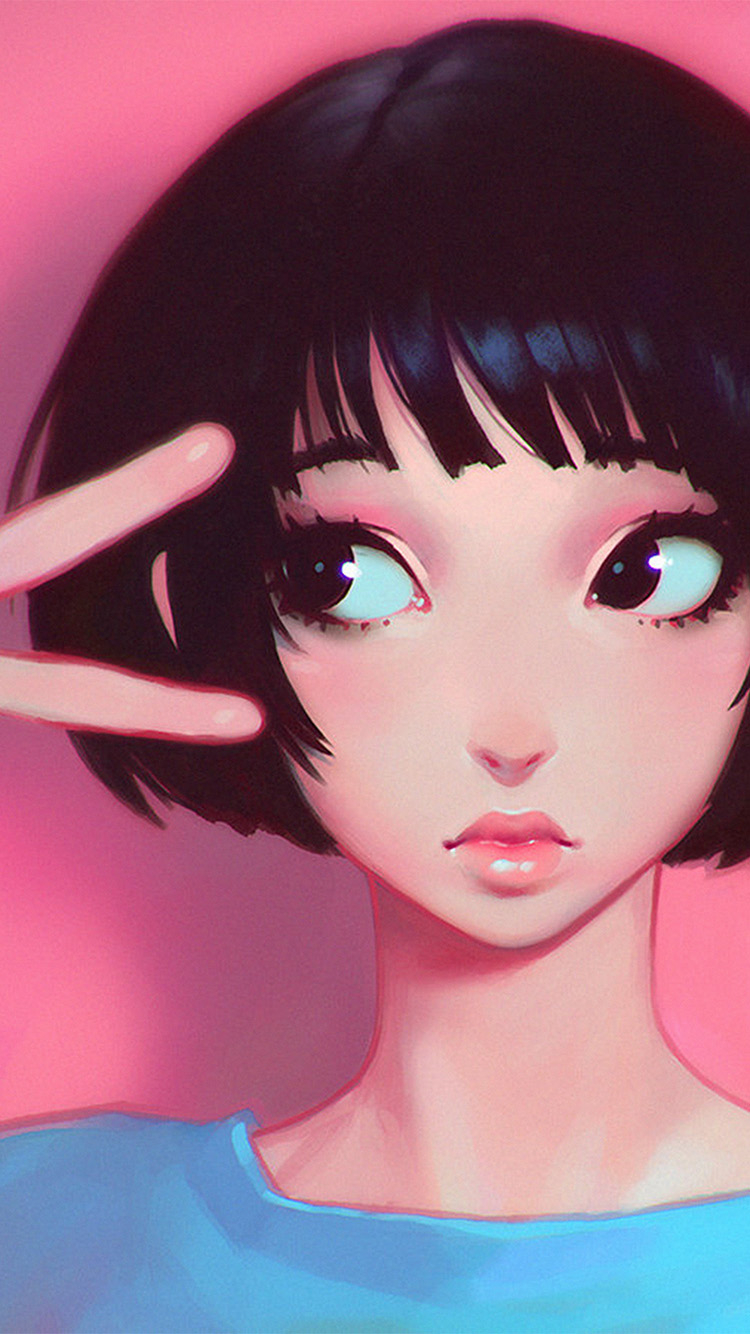 750x1340 iPhone 6 wallpaper. ilya kuvshinov pink girl illustration art, Phone