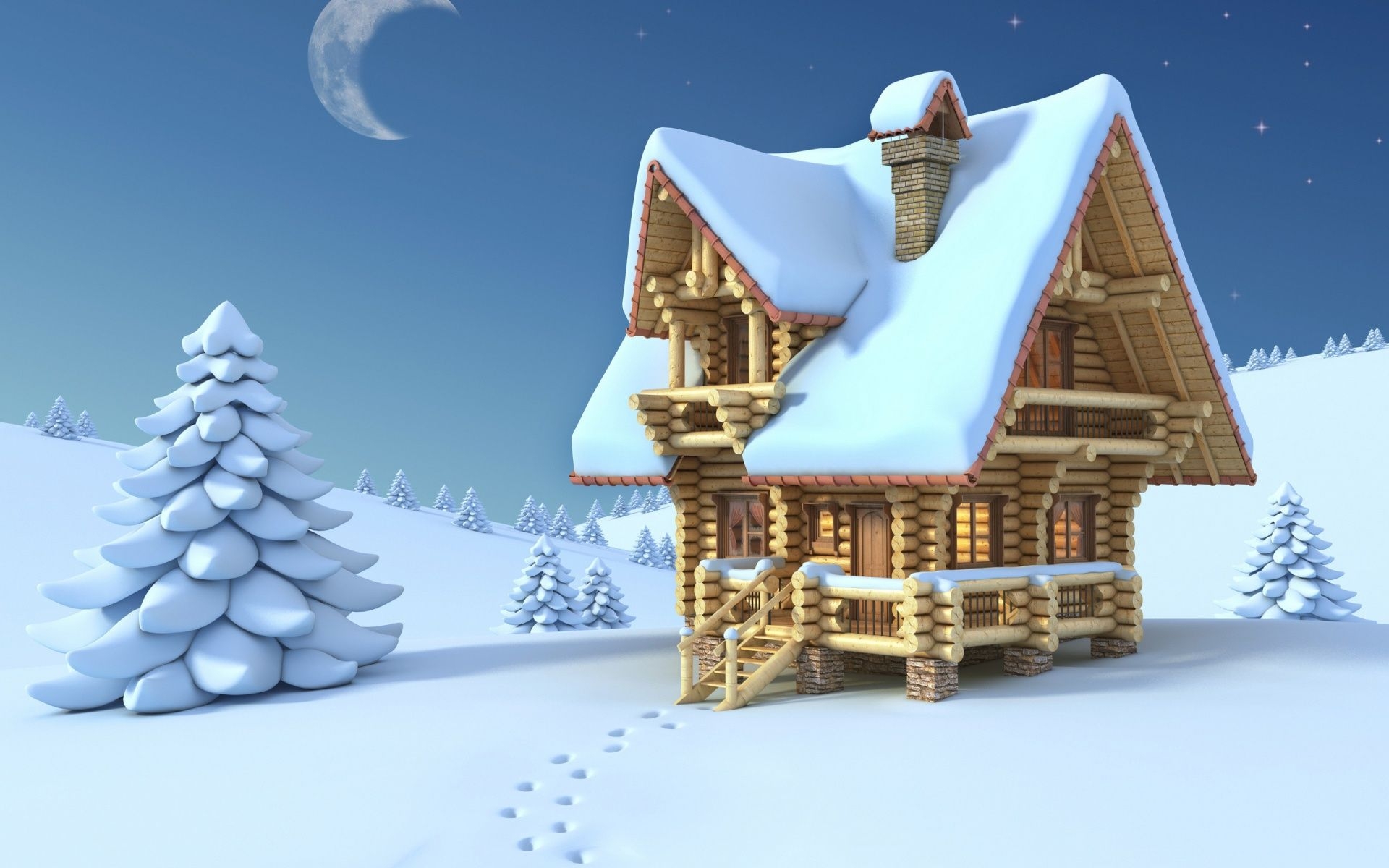 1920x1200 House Winter Cartoon 1920×1200 HD Wallpaper. Winter wallpaper, Cartoon trees, Christmas wallpaper, Desktop