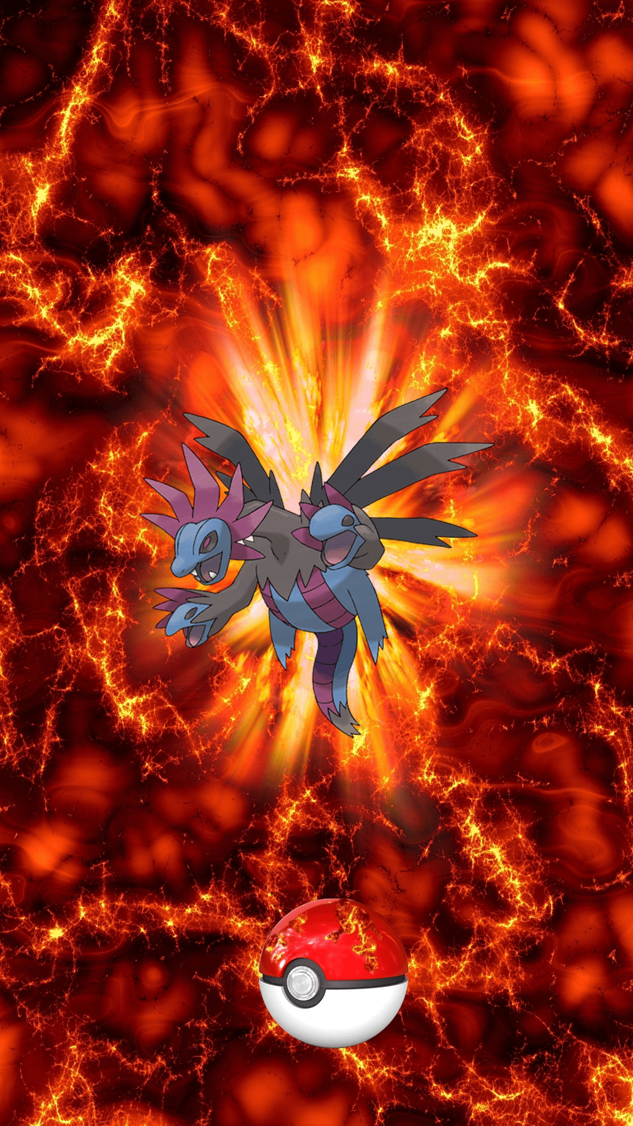 1250x2210 Fire Pokeball Hydreigon Sazandora 17 Zweilous, Phone