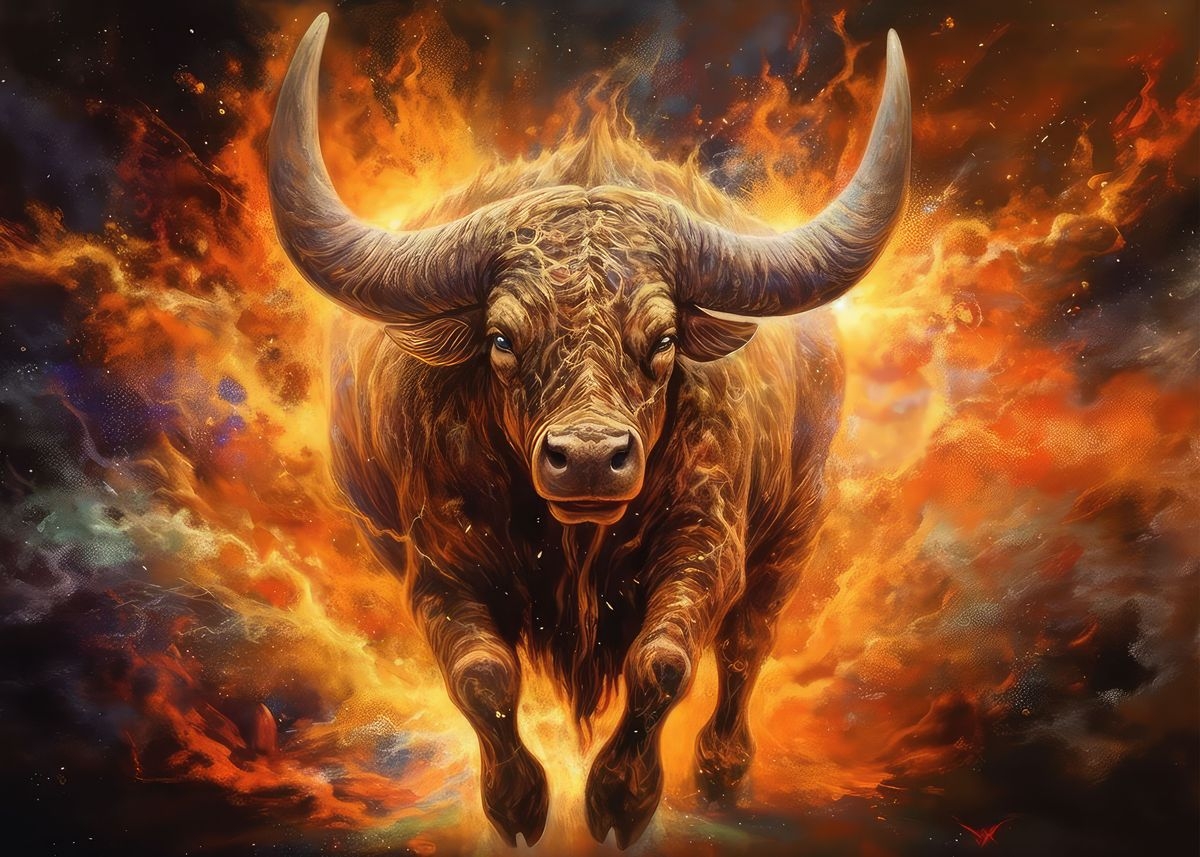 1200x860 A fiery bull' Poster, Desktop