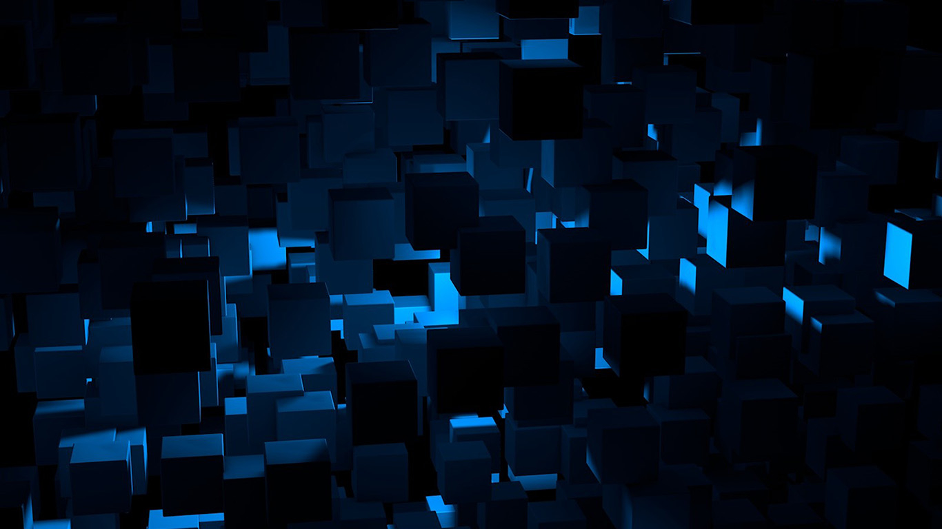 1370x770 Cube Dark Blue Abstract Pattern Wallpaper, Desktop