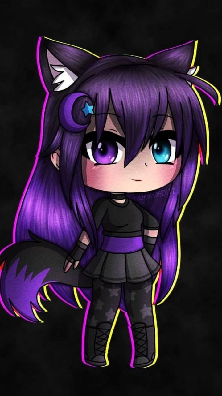 720x1280 Download Purple wolf wallpaper by Jessicagibso now. Browse millions of popular anim. Anime wolf girl, Cute anime character, Cute anime chibi, Phone