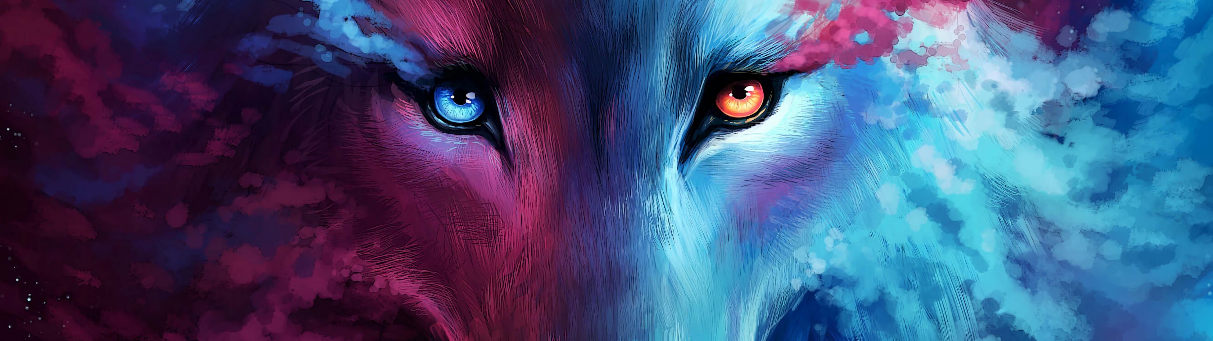 5120x1440 Wolf Fantasy Art 4K Wallpaper, Dual Screen