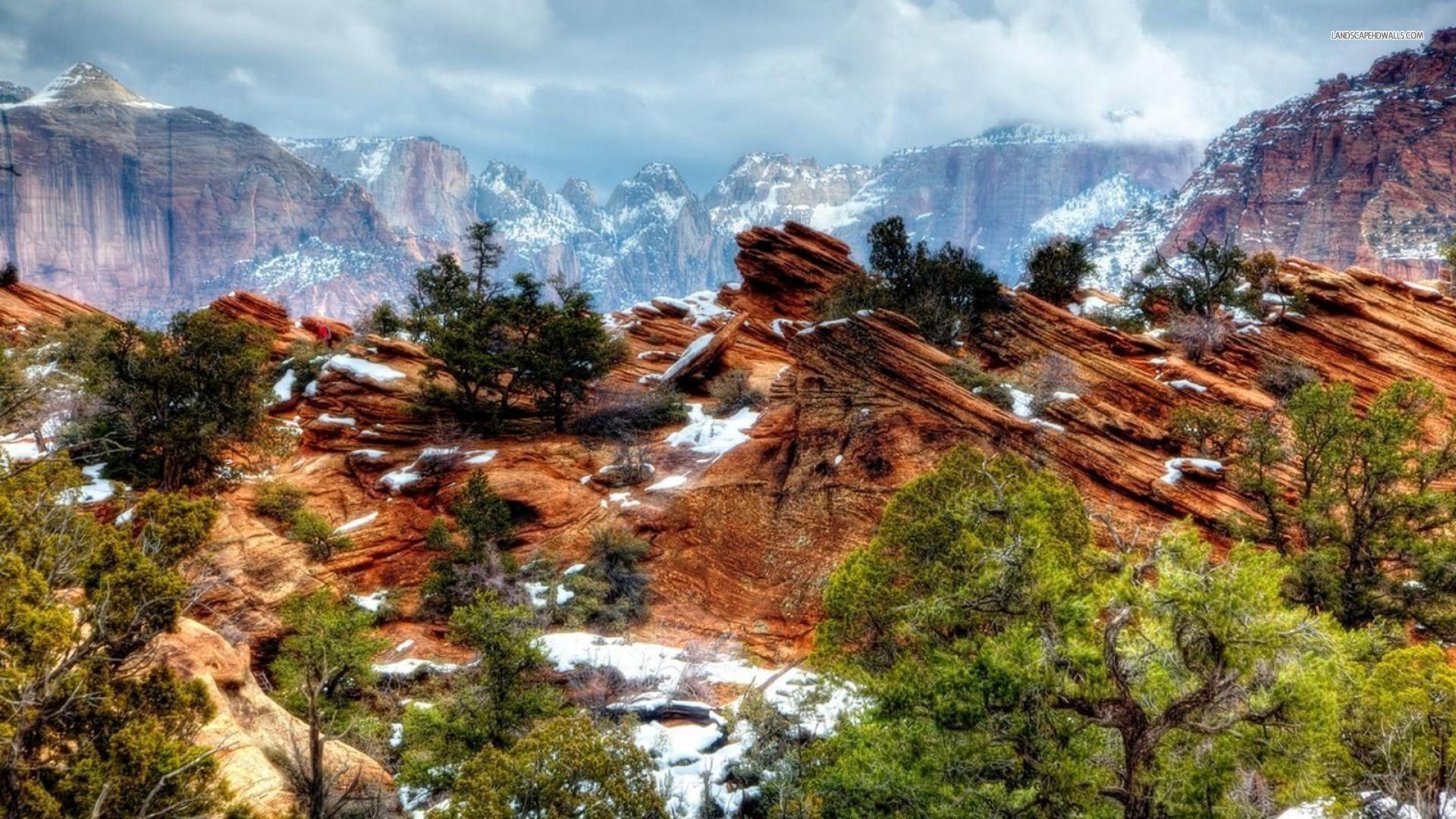 1920x1080 Zion National Park In The Winter, Desktop