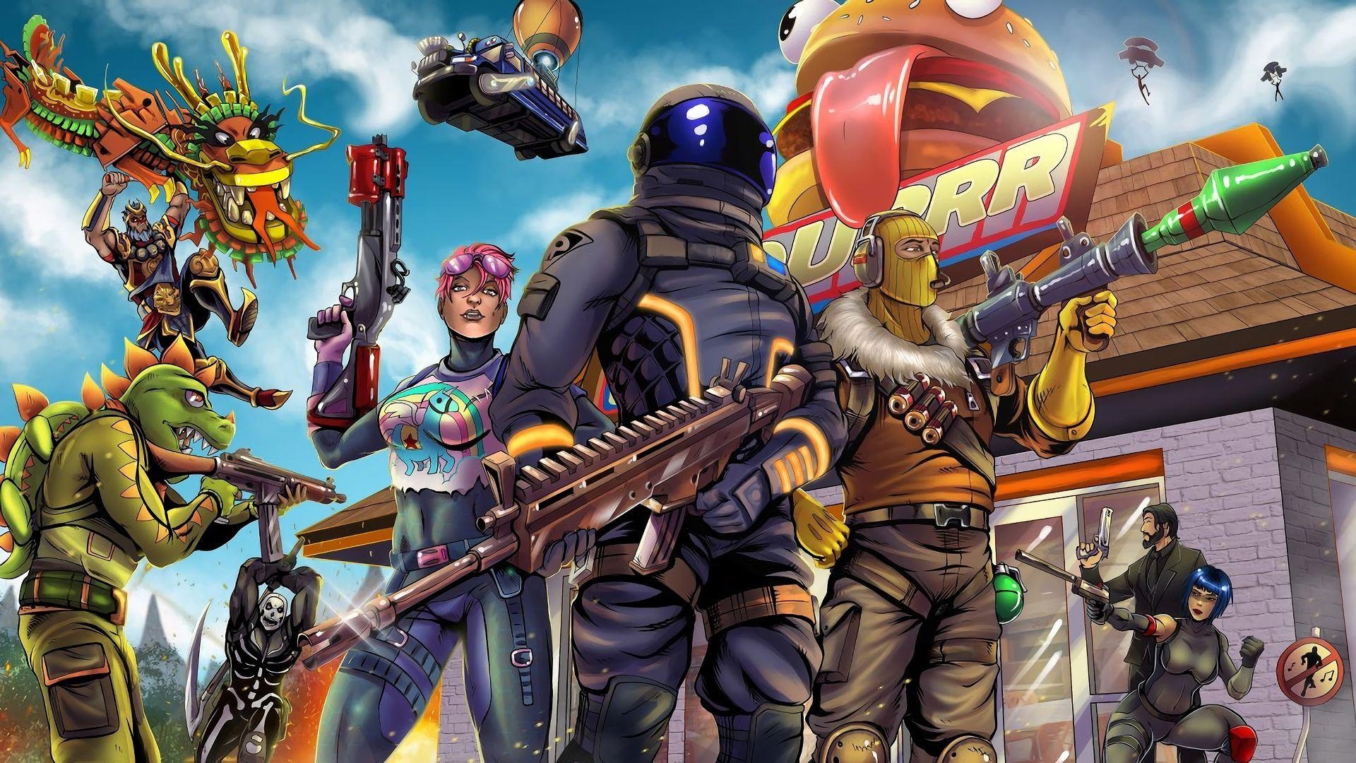 1920x1080 HD Wallpaper of Fortnite Battle Royale Video Game Art Dark, Desktop