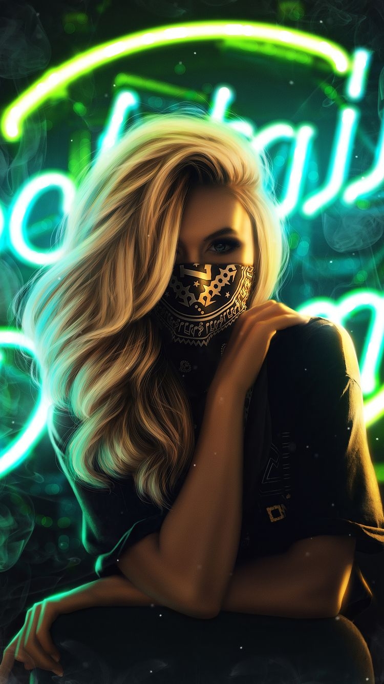 750x1340 Blonde Girl Face Mask 4k iPhone iPhone 6S, iPhone 7 HD 4k Wallpaper, Image, Background, Photo and Picture, Phone