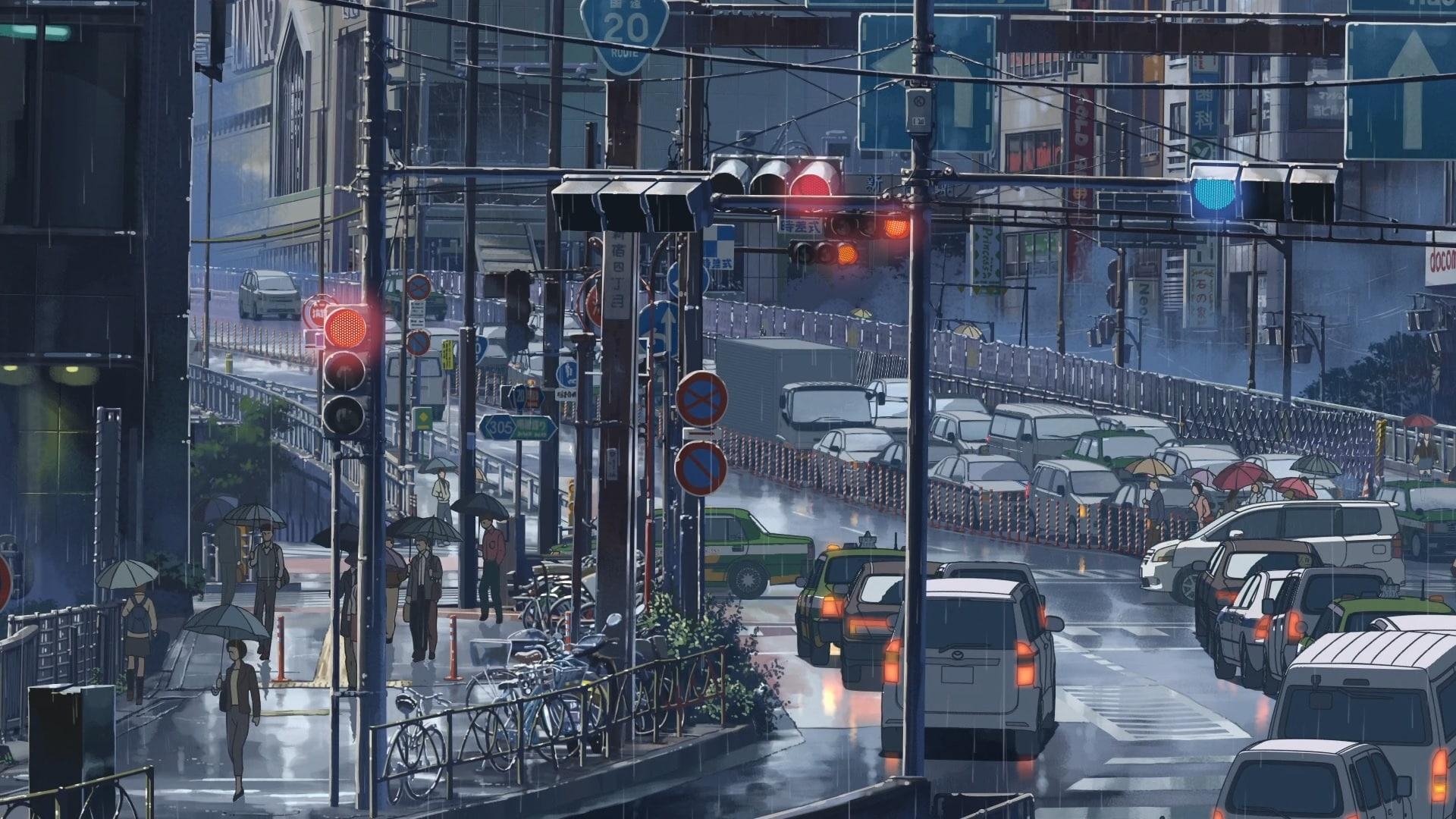 1920x1080 Traffic, Rain, Japan, The Garden Of Words, Makoto Shinkai, Desktop