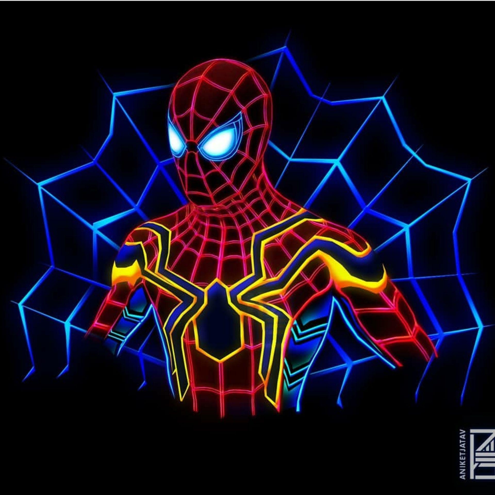 1920x1920 Neon Spider Man, Phone