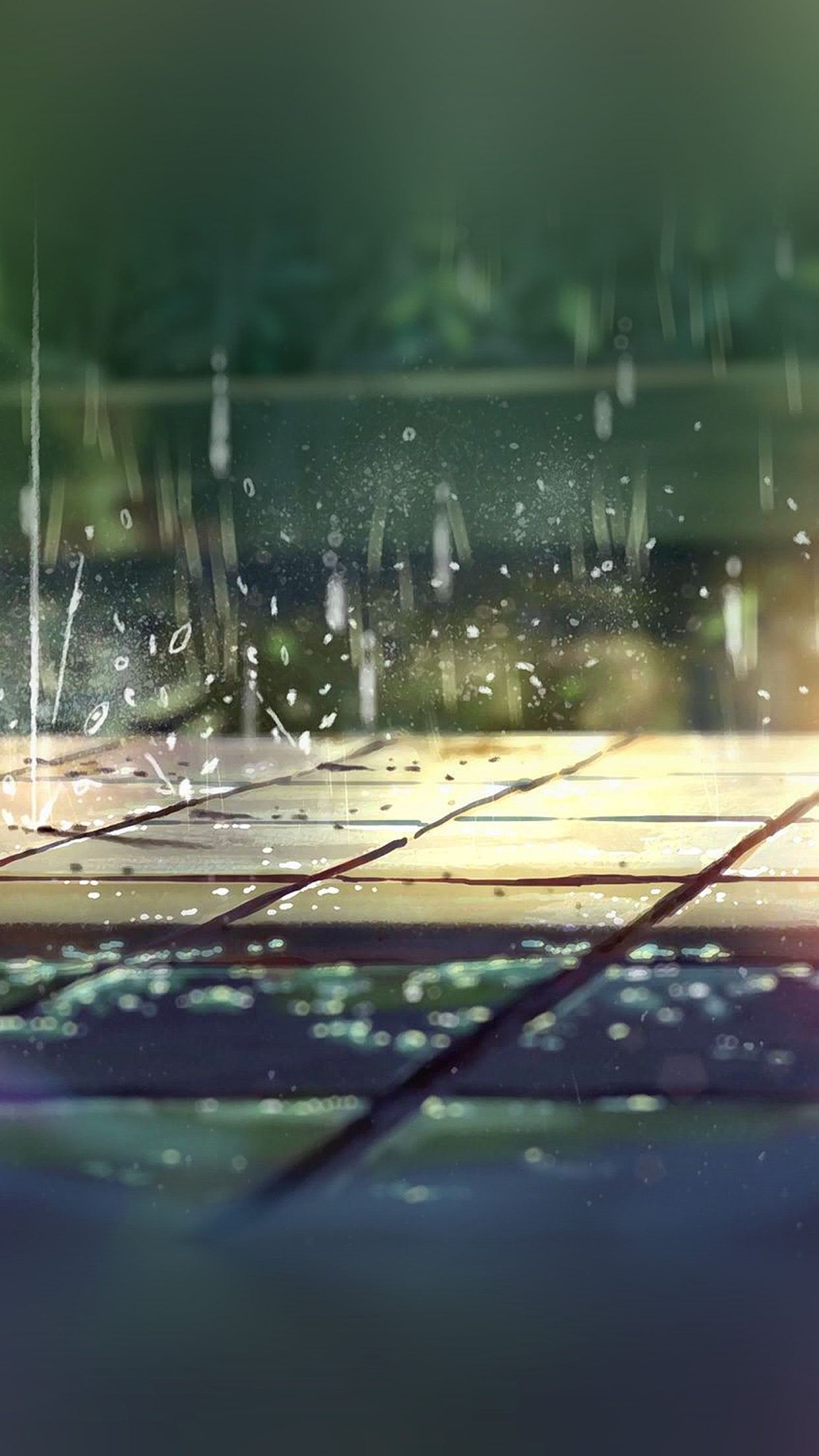 1250x2210 Rainning Illustration Anime Art Nature Wallpaper, Phone